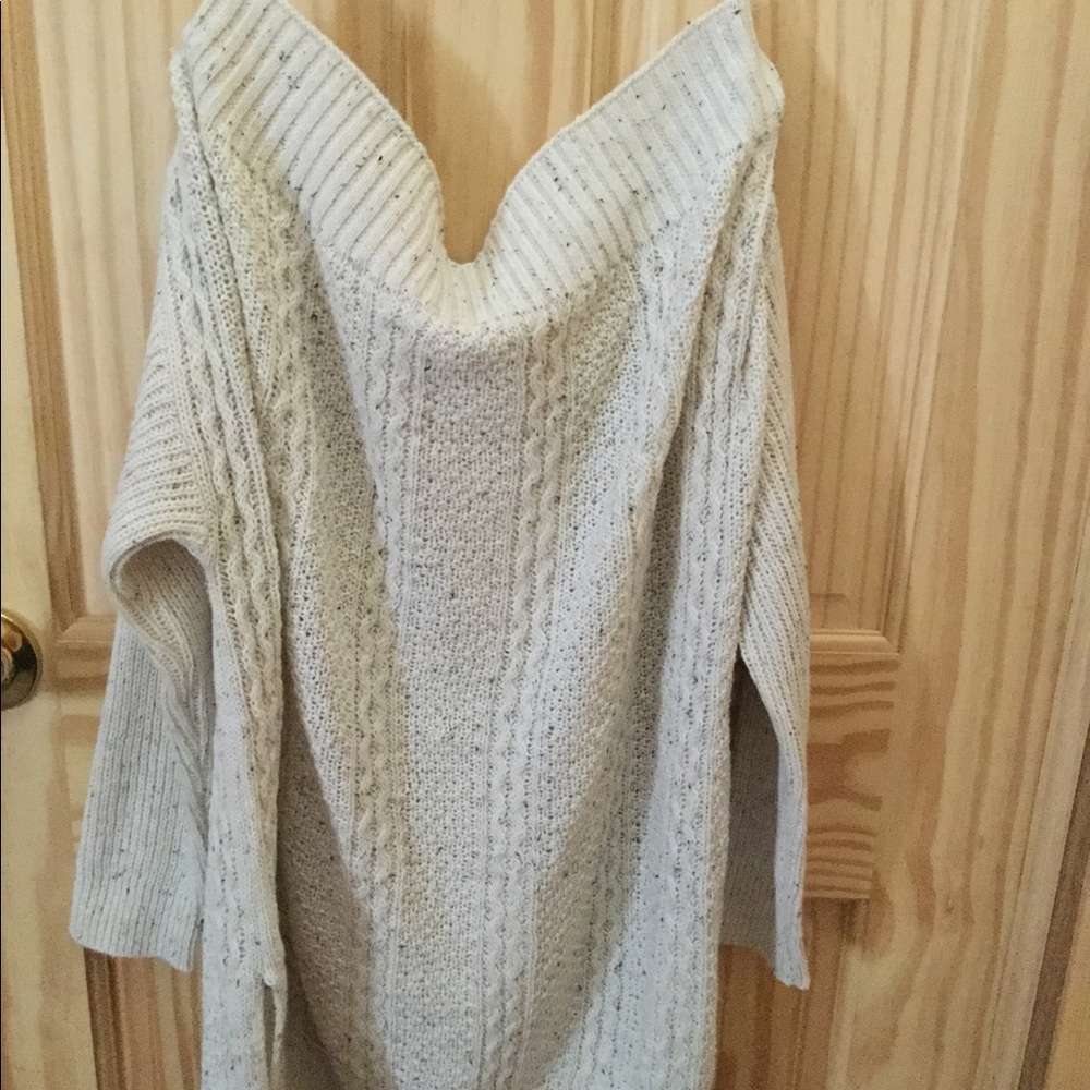 Oatmeal off shoulder sweater